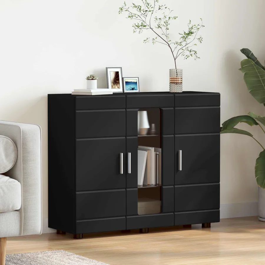 Cabinet en Bois Noir 88,5 x 30,5 x 73 cm Bois d'ingénierie
