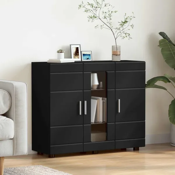 Cabinet en Bois Noir 88,5 x 30,5 x 73 cm Bois d'ingénierie