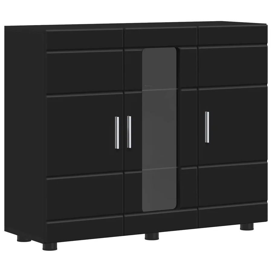 Cabinet en Bois Noir 88,5 x 30,5 x 73 cm Bois d'ingénierie - 2