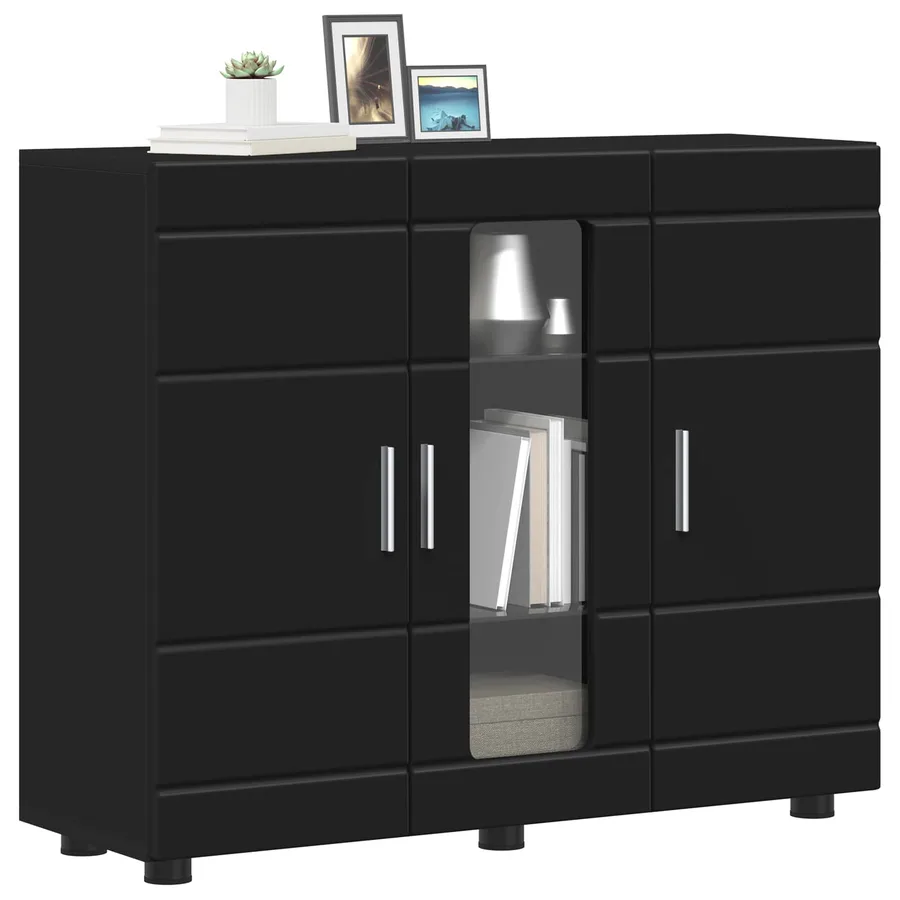 Cabinet en Bois Noir 88,5 x 30,5 x 73 cm Bois d'ingénierie - 3