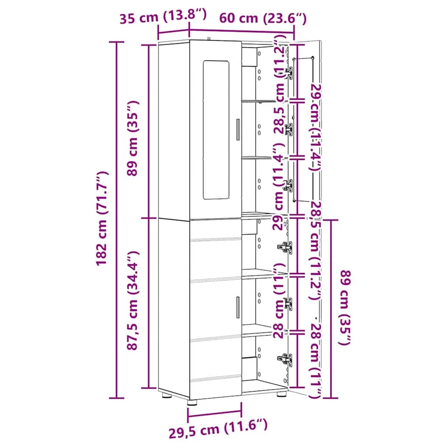 Haut Armoire FLORIN Noir 60 x 35 x 182 cm Bois d'ingénierie - 12