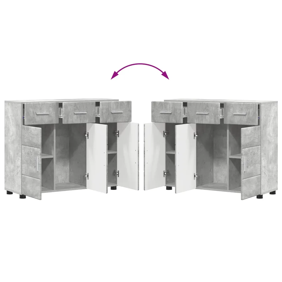 Buffet FLORIN 88,5 x 30,5 x 73 cm Gris béton Bois d'ingénierie - 11