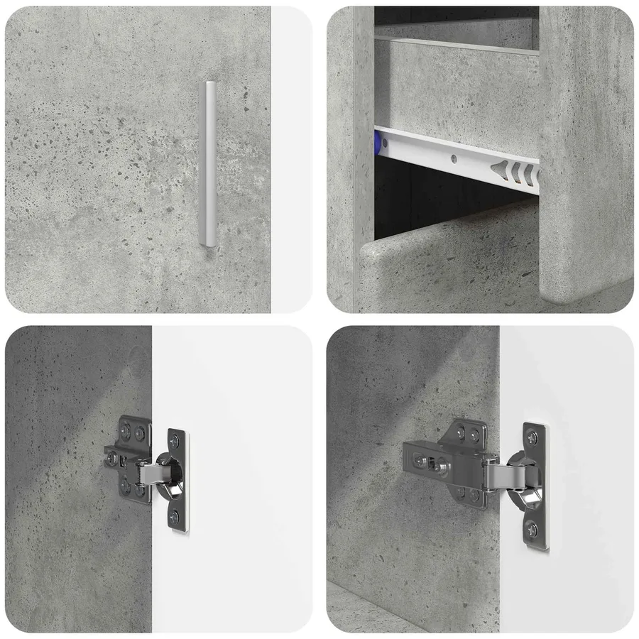 Buffet FLORIN 88,5 x 30,5 x 73 cm Gris béton Bois d'ingénierie - 9
