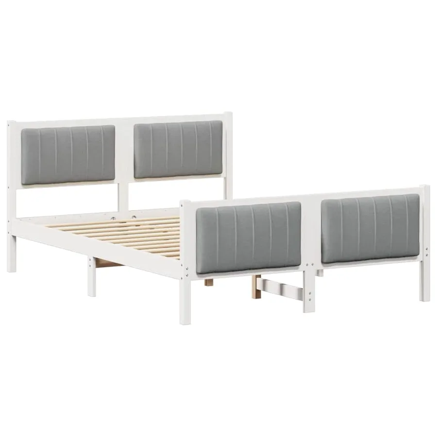 Cadre de lit avec tête de lit Blanc et gris clair 140 x 200 cm - 2