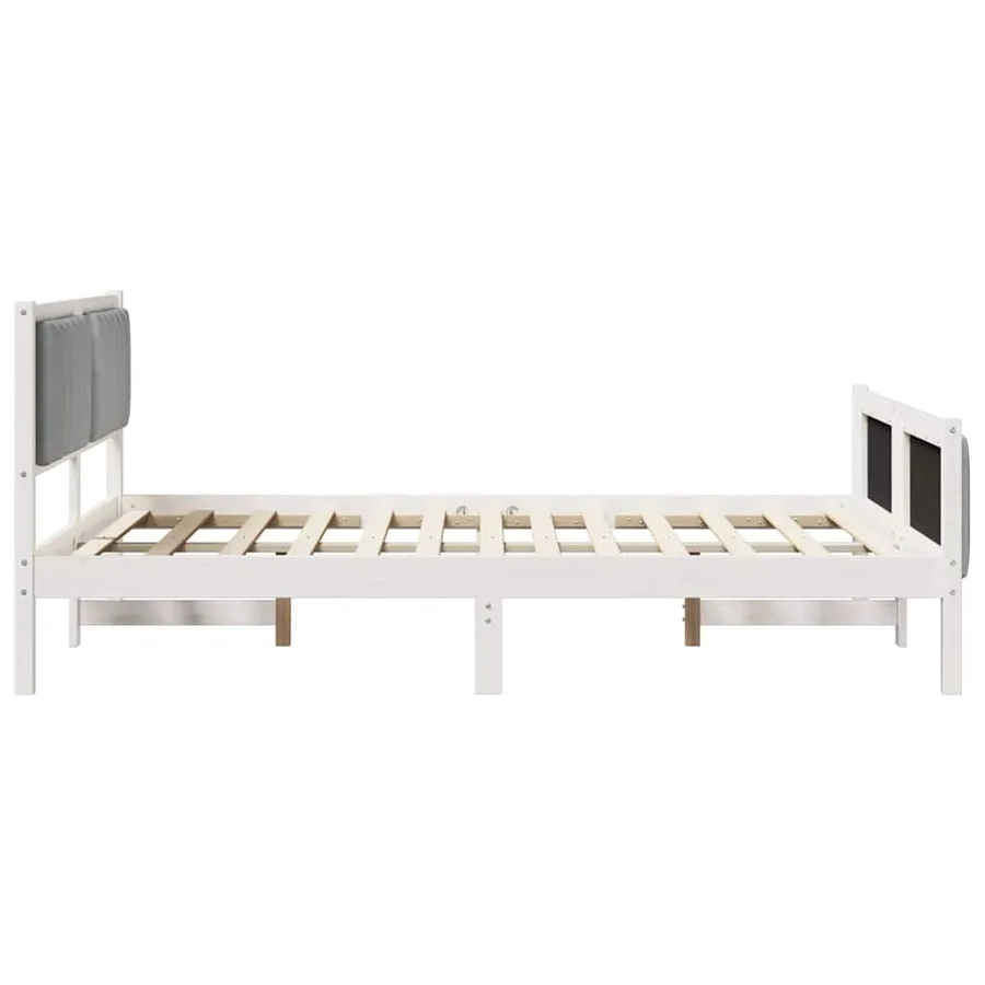 Cadre de lit avec tête de lit Blanc et gris clair 140 x 200 cm - 6