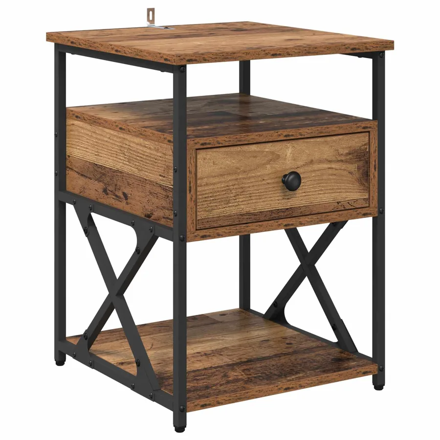 Cabinet de chevet avec tiroir 2 pcs Bois ancien 40 x 42 x 55 cm - 6