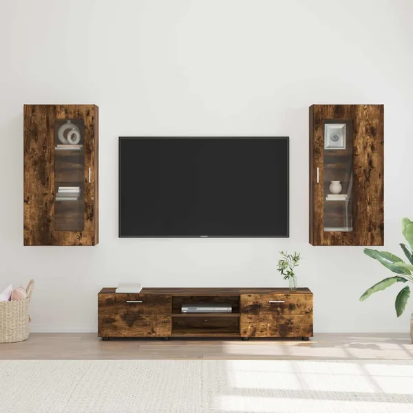 Ensemble meuble TV FLORIN 3 pcs Chêne fumé Bois d'ingénierie