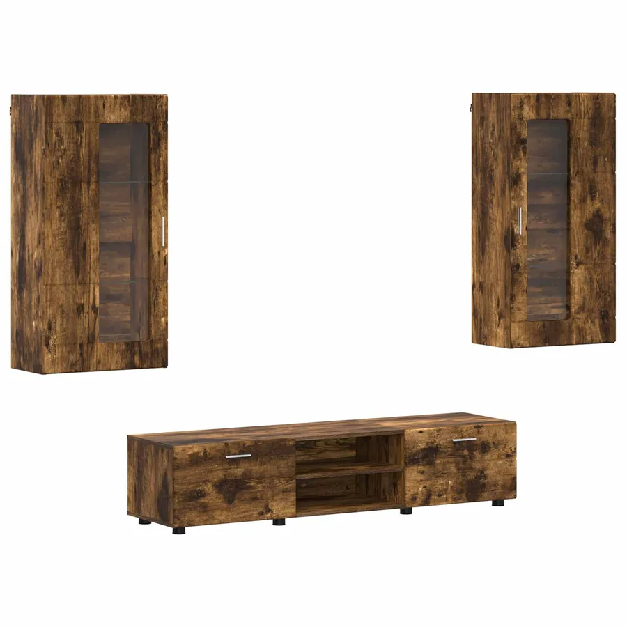 Ensemble meuble TV FLORIN 3 pcs Chêne fumé Bois d'ingénierie - 2