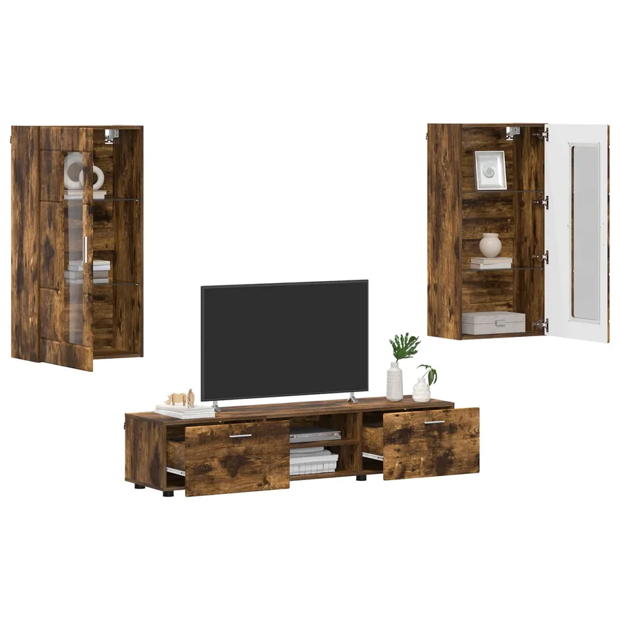 Ensemble meuble TV FLORIN 3 pcs Chêne fumé Bois d'ingénierie - 3