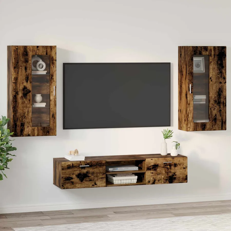 Ensemble meuble TV FLORIN 3 pcs Chêne fumé Bois d'ingénierie - 4