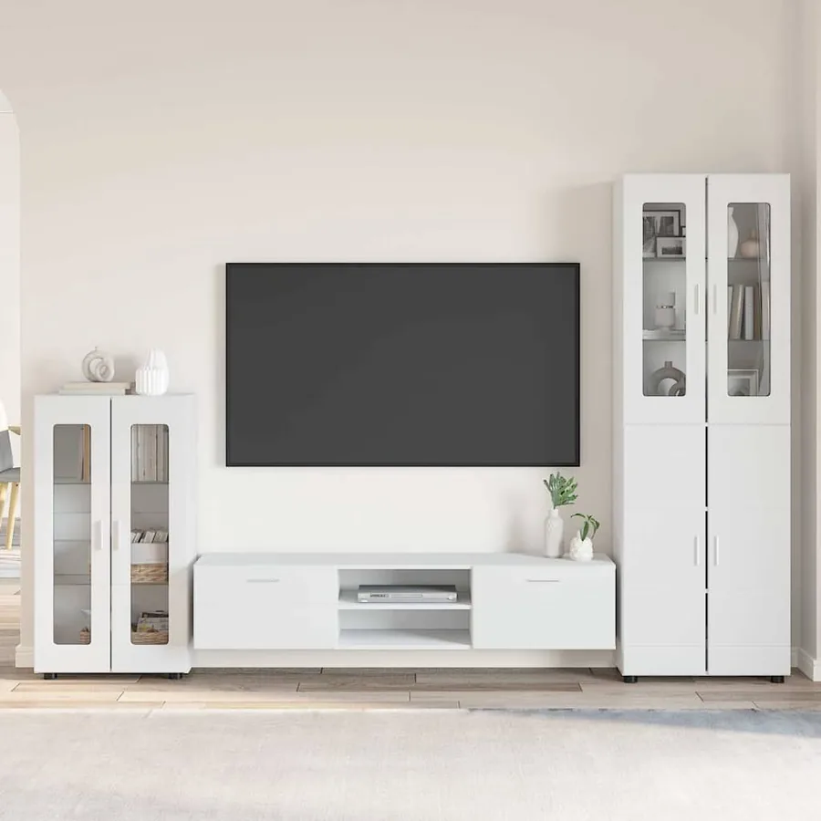 Ensemble meuble TV FLORIN 3 pcs Blanc Bois d'ingénierie