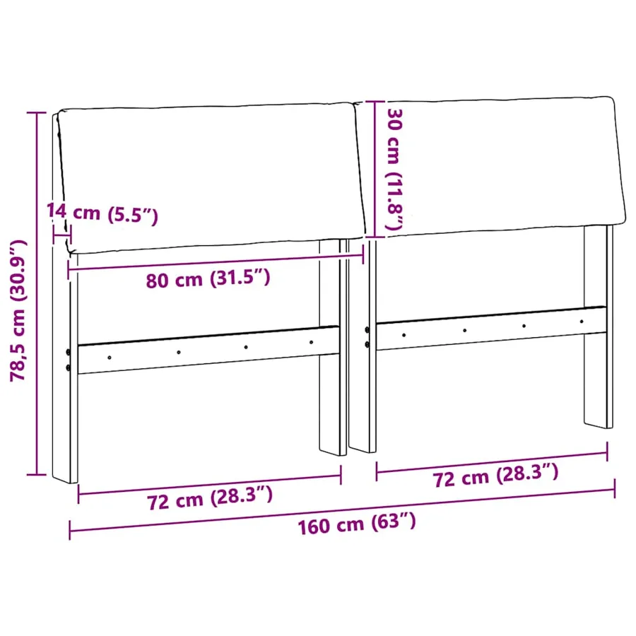 Tête de lit capitonnée Gris foncé 160 cm Pin massif - 11