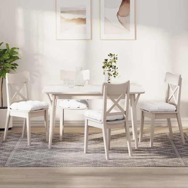 Coussins de siège 4 pcs Blanc 40 x 40 x 12 cm tissu