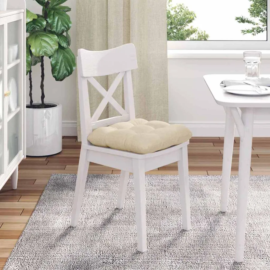 Coussins de siège 4 pcs Crème 40 x 40 x 12 cm tissu - 4