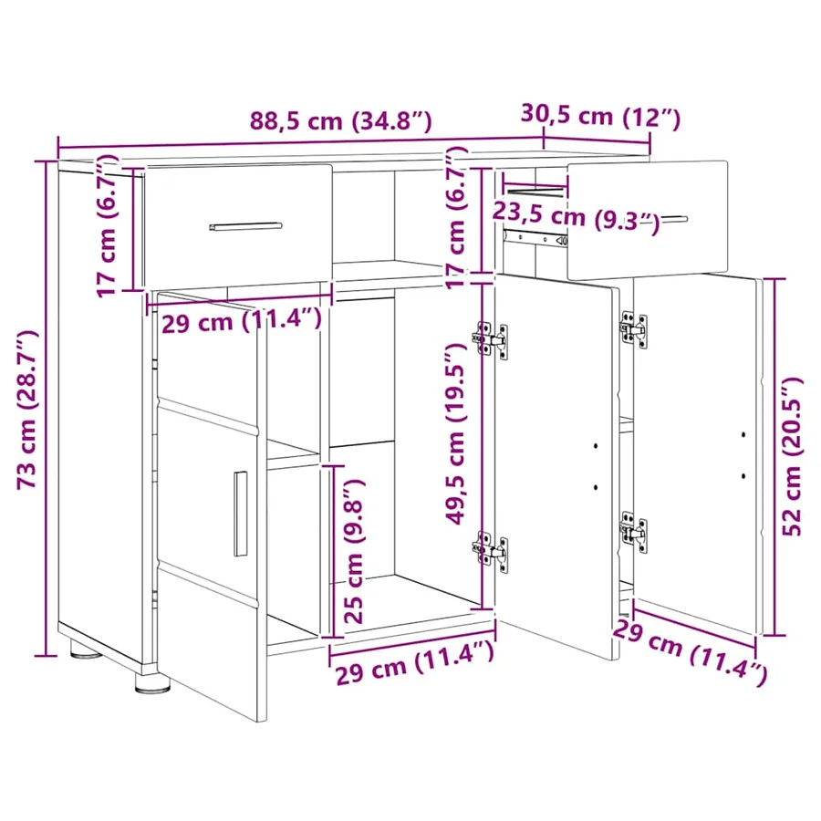 Cabinet en Bois avec tiroir Blanc brillant 88,5 x 30,5 x 73 cm - 16