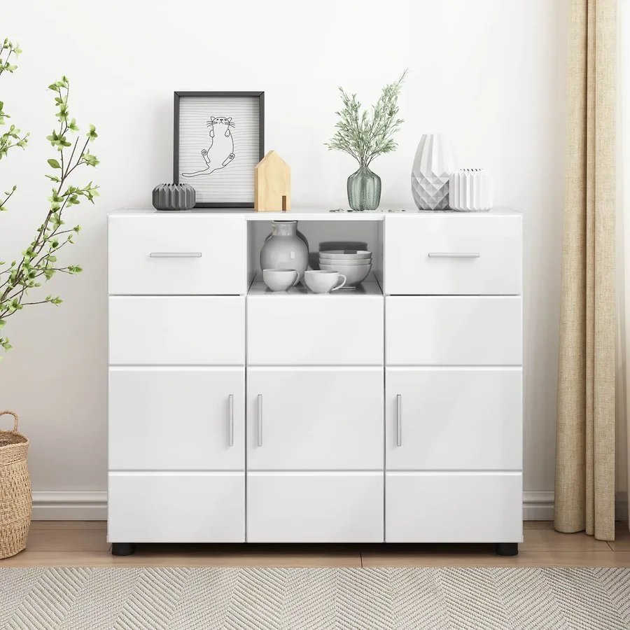 Cabinet en Bois avec tiroir Blanc brillant 88,5 x 30,5 x 73 cm - 4