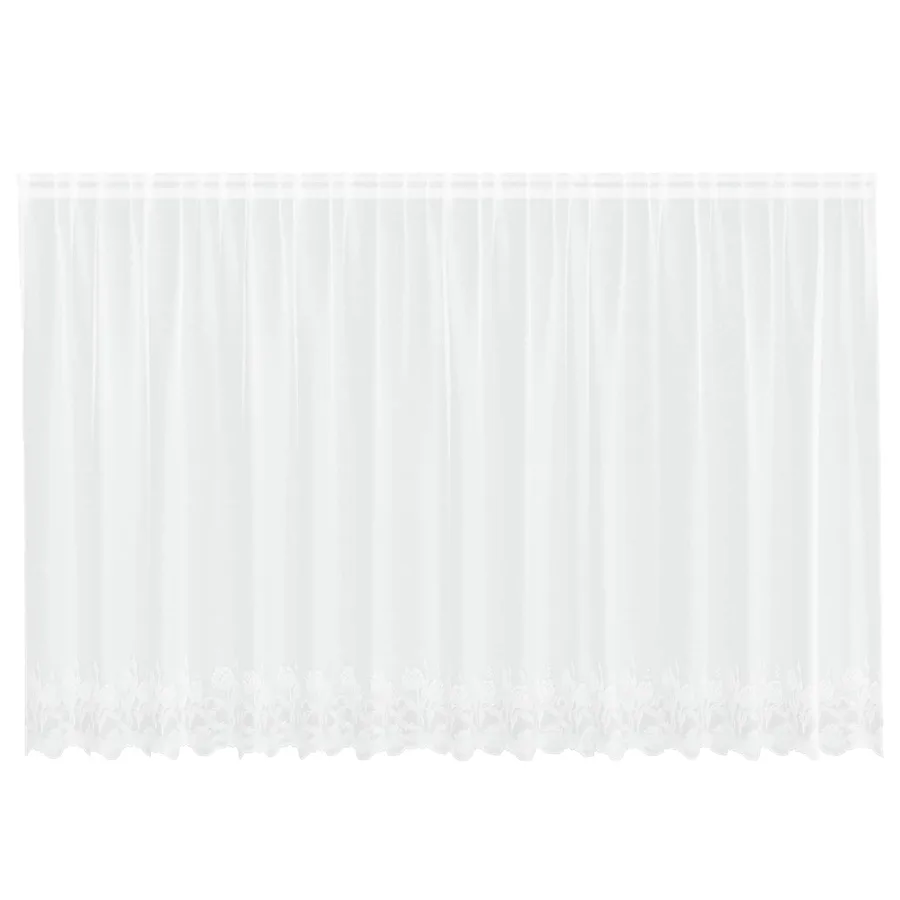 Rideau en Dentelle Floral Blanc 160 x 400 cm Polyester - 2