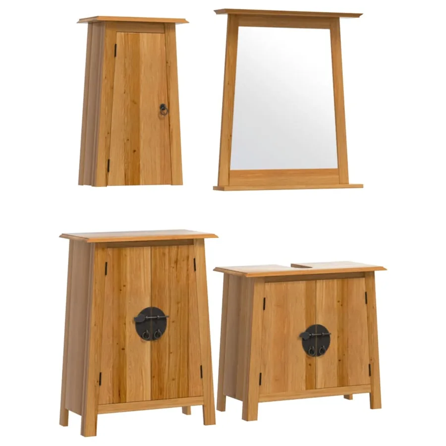 Ensemble de meubles de salle de bain 4 pcs bois de pin massif - 2