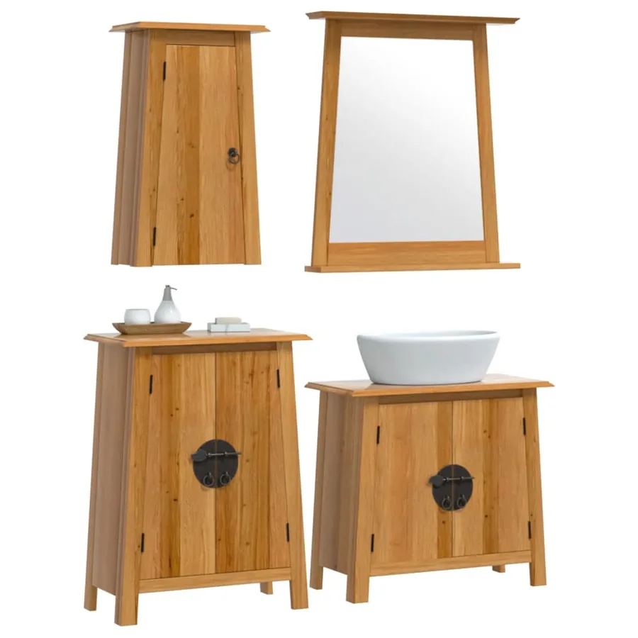 Ensemble de meubles de salle de bain 4 pcs bois de pin massif - 3