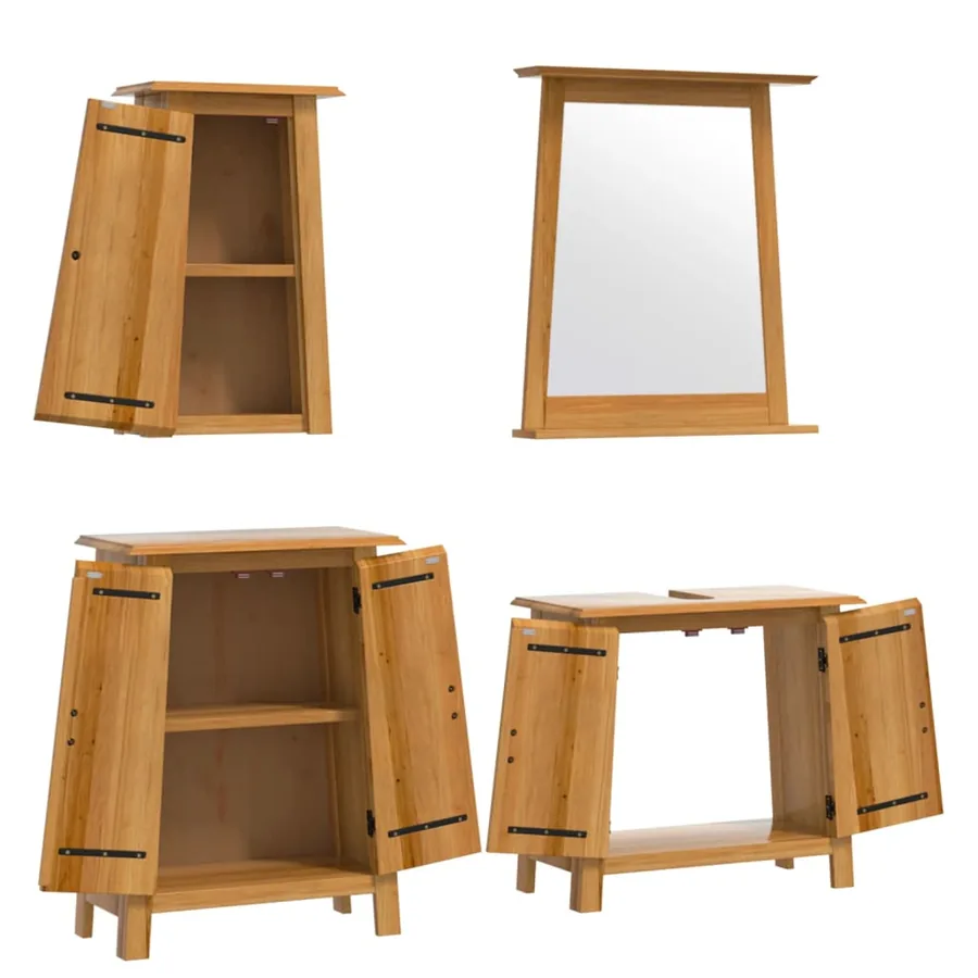 Ensemble de meubles de salle de bain 4 pcs bois de pin massif - 4