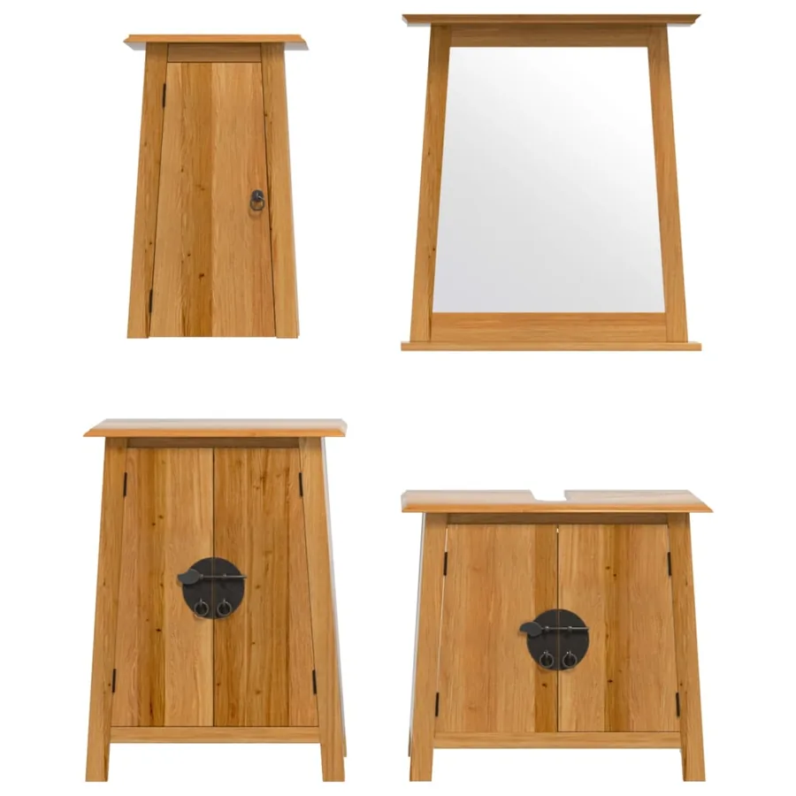 Ensemble de meubles de salle de bain 4 pcs bois de pin massif - 5