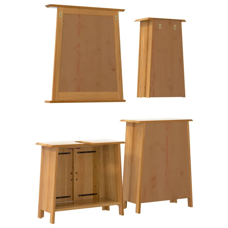 Ensemble de meubles de salle de bain 4 pcs bois de pin massif - 7