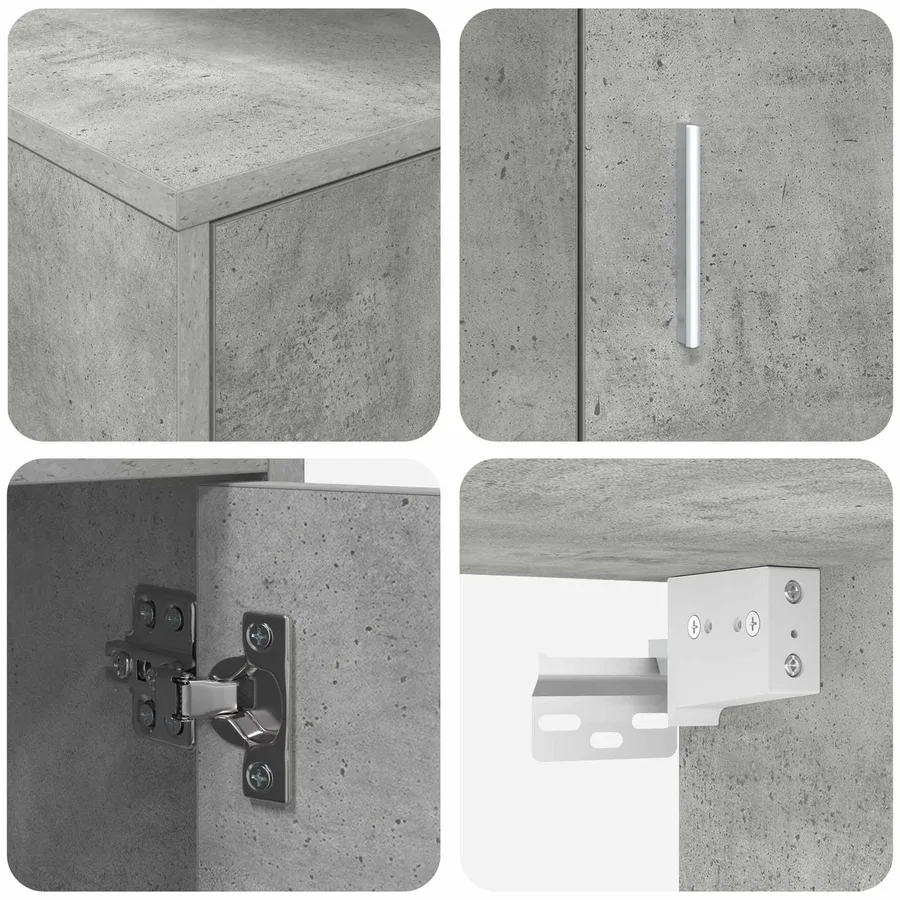 Ensemble meuble TV Gris béton Bois d'ingénierie - 8