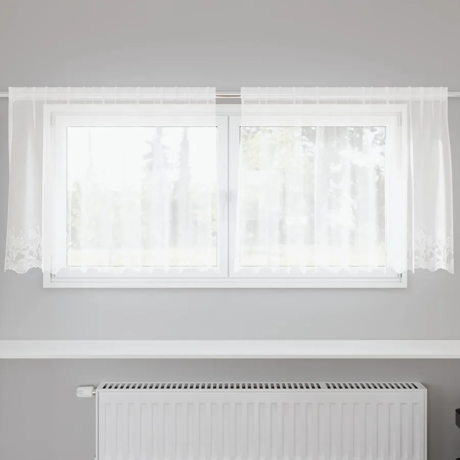 Rideau en Dentelle avec des rideaux Blanc 80 x 200 cm Polyester