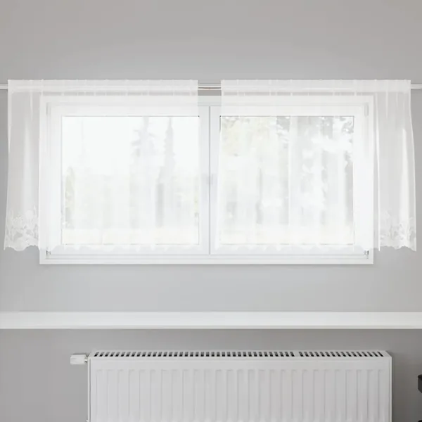 Rideau en Dentelle avec des rideaux Blanc 80 x 200 cm Polyester