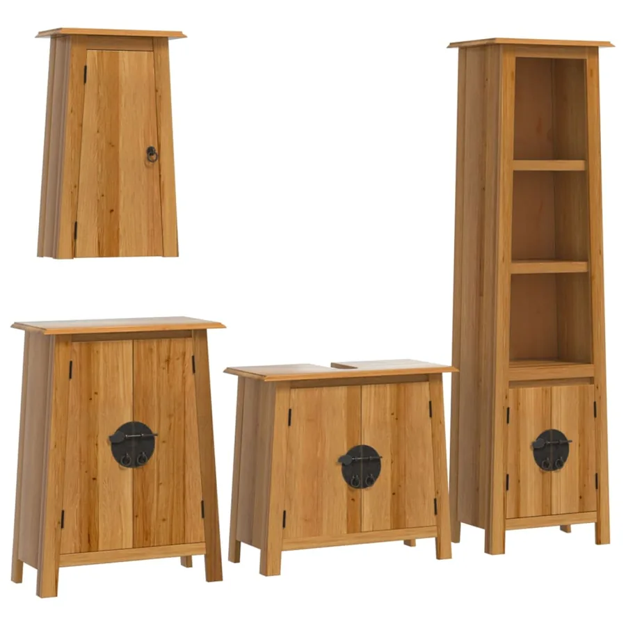 Ensemble de meubles de salle de bain 4 pcs bois de pin massif - 2