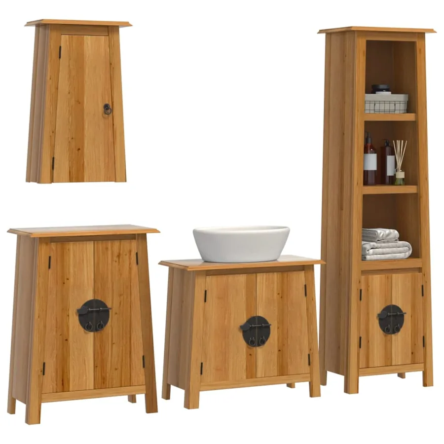 Ensemble de meubles de salle de bain 4 pcs bois de pin massif - 3