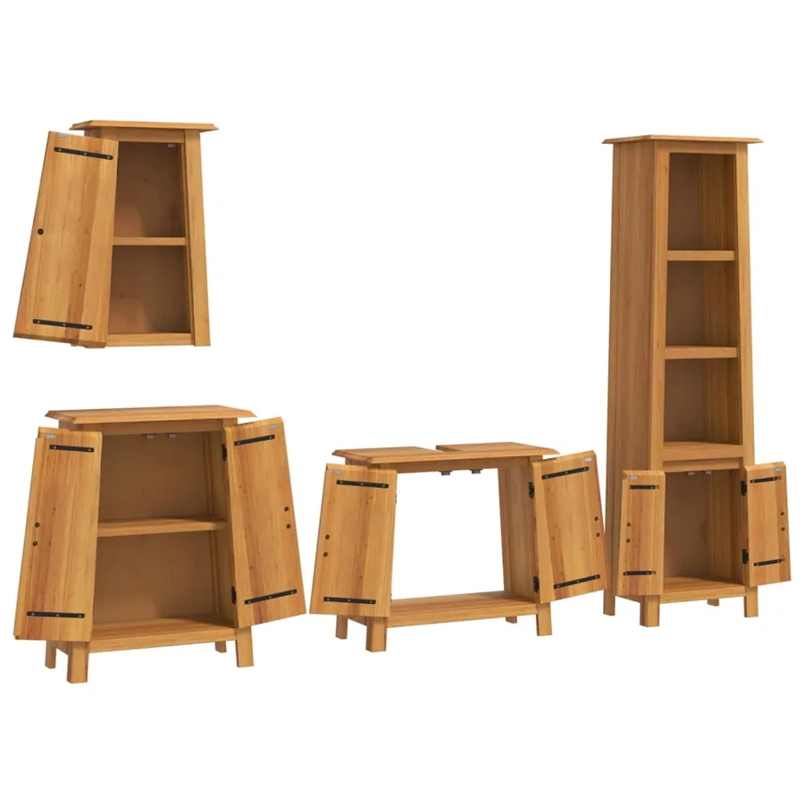 Ensemble de meubles de salle de bain 4 pcs bois de pin massif - 4