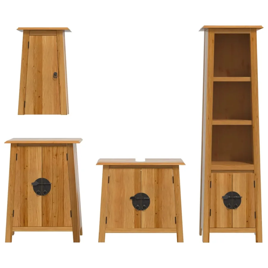 Ensemble de meubles de salle de bain 4 pcs bois de pin massif - 5