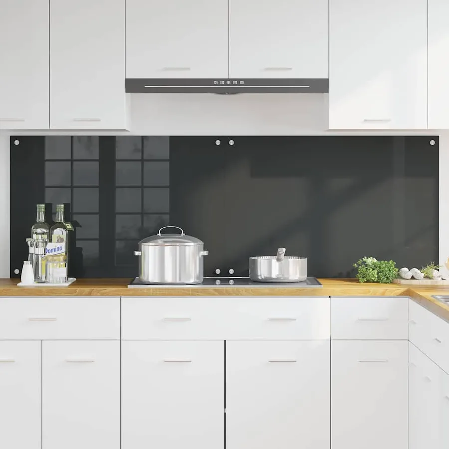 Crédence de cuisine 2 pcs Gris foncé 90 x 60 cm verre trempé - 3