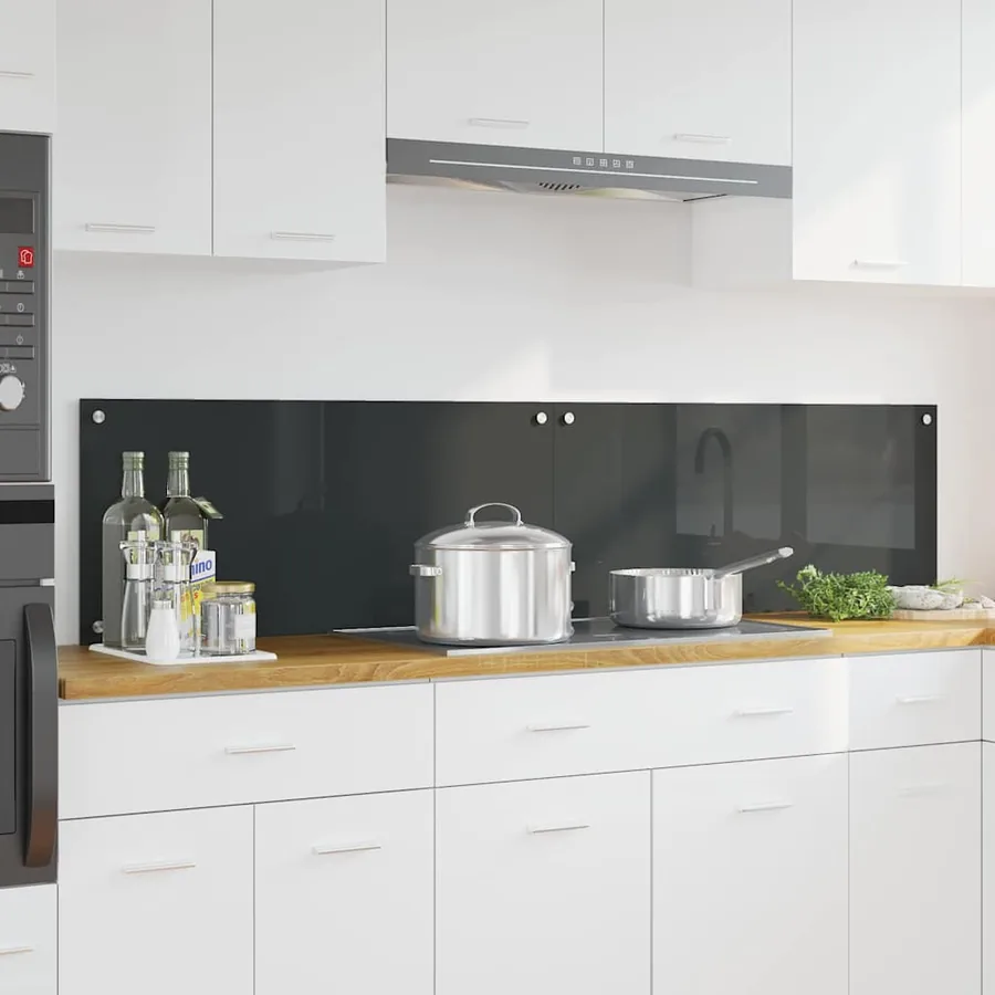 Crédence de cuisine 2 pcs Gris foncé 90 x 40 cm verre trempé