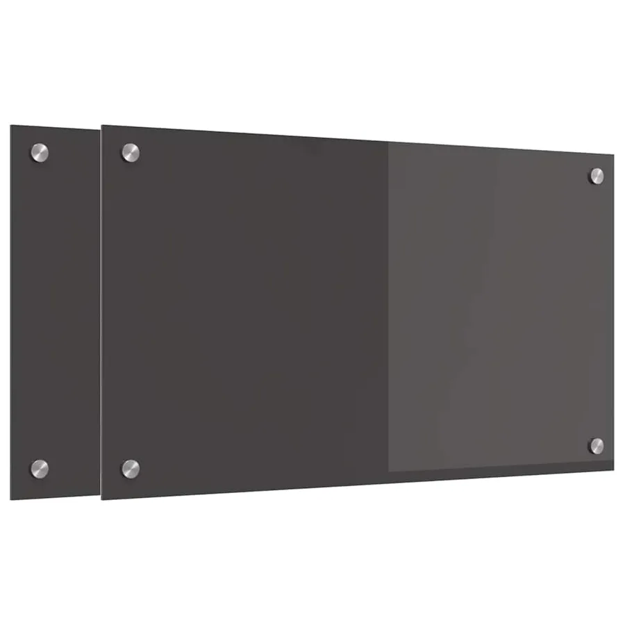 Crédence de cuisine 2 pcs Gris foncé 70 x 40 cm verre trempé - 2
