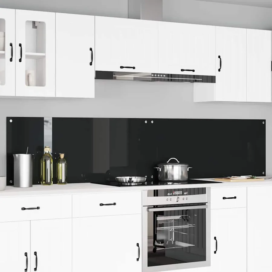 Crédence de cuisine 2 pcs Noir 120 x 50 cm verre trempé