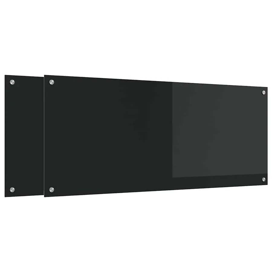 Crédence de cuisine 2 pcs Noir 120 x 50 cm verre trempé - 2