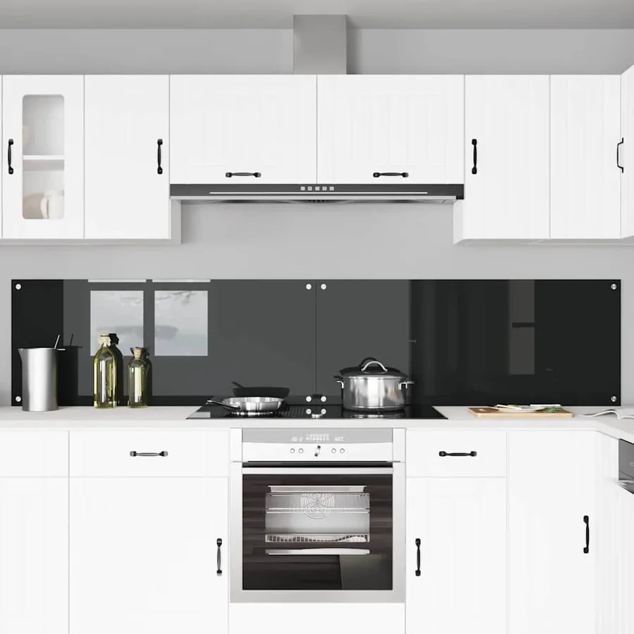 Crédence de cuisine 2 pcs Noir 120 x 50 cm verre trempé - 3