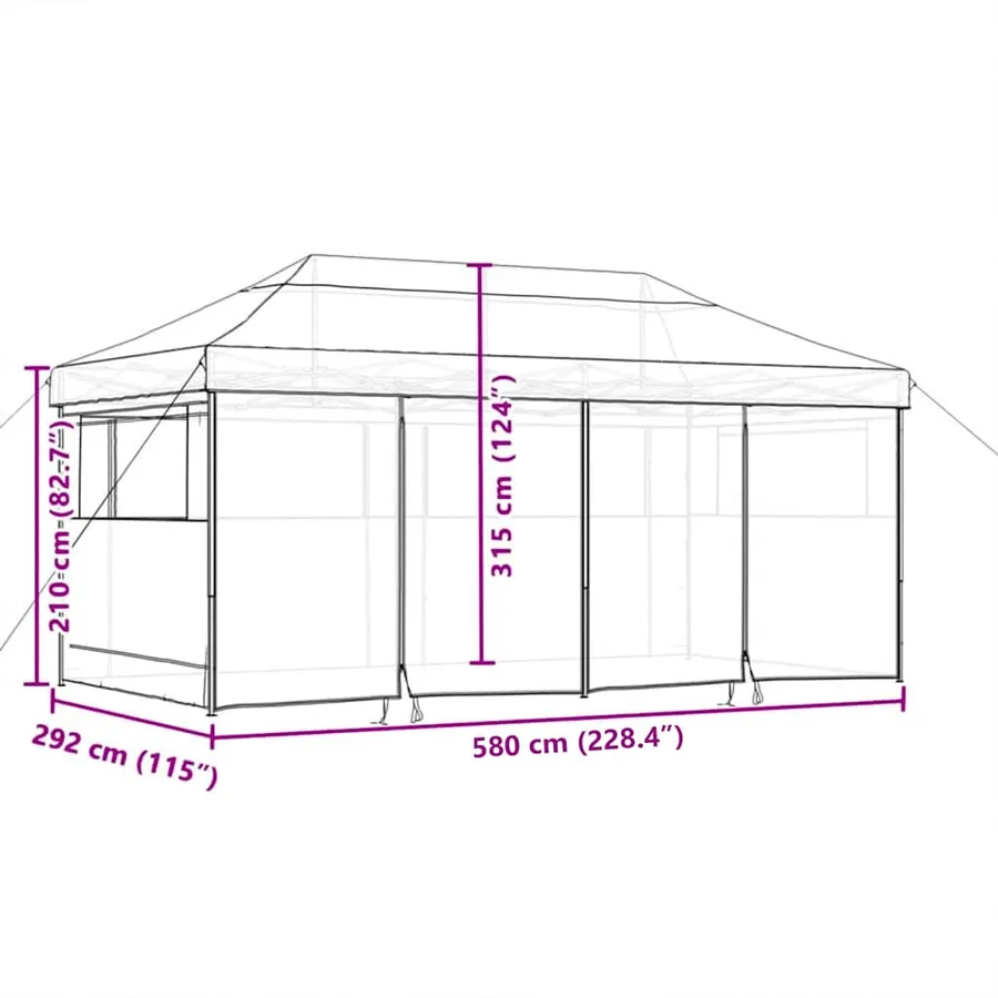Tente de fête pop-up Taupe 580 x 292 x 315 cm Tissu Oxford - 8