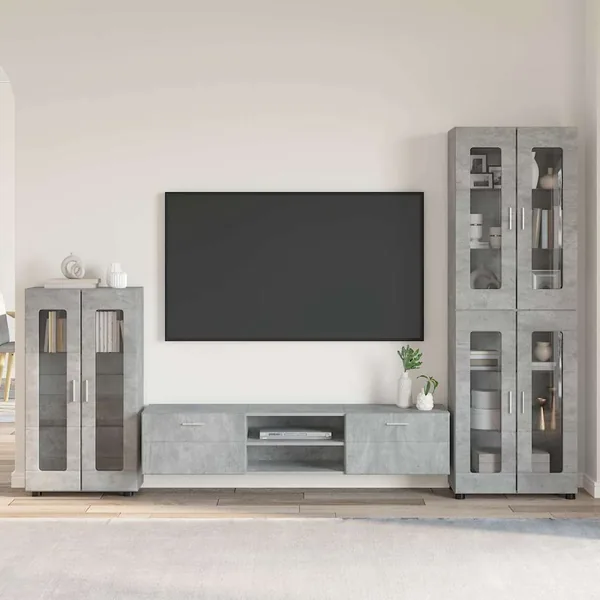 Ensemble meuble TV FLORIN 3 pcs Gris béton Bois d'ingénierie