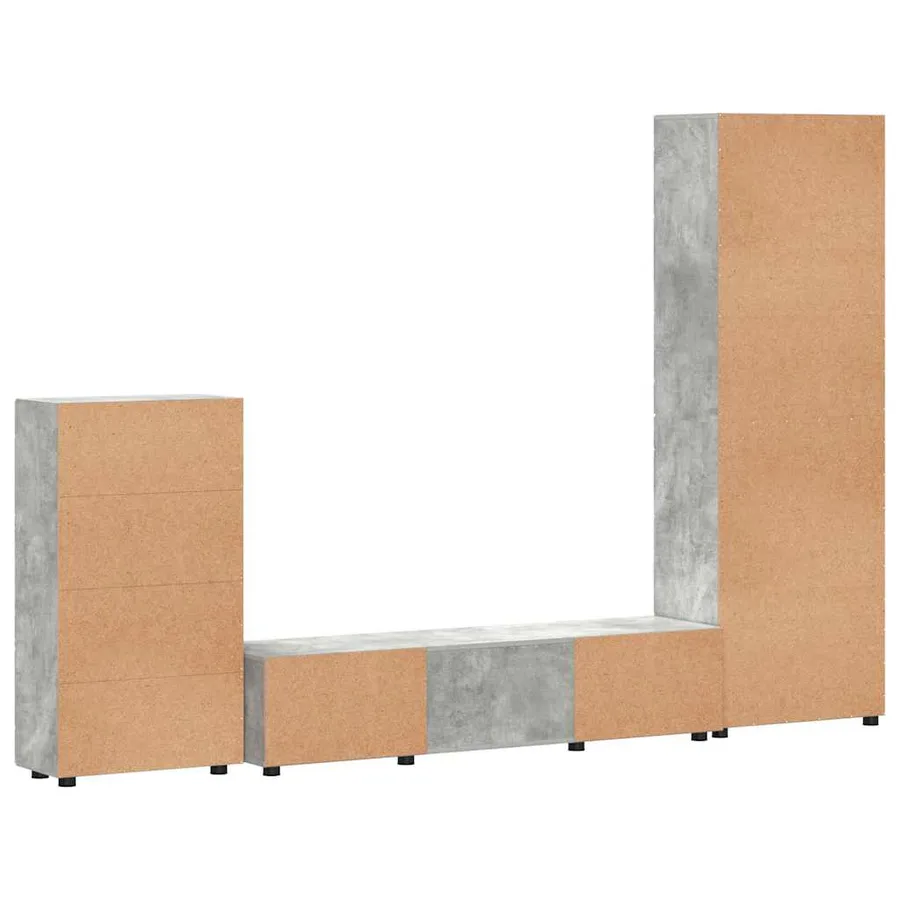Ensemble meuble TV FLORIN 3 pcs Gris béton Bois d'ingénierie - 10