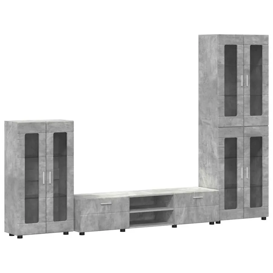 Ensemble meuble TV FLORIN 3 pcs Gris béton Bois d'ingénierie - 2