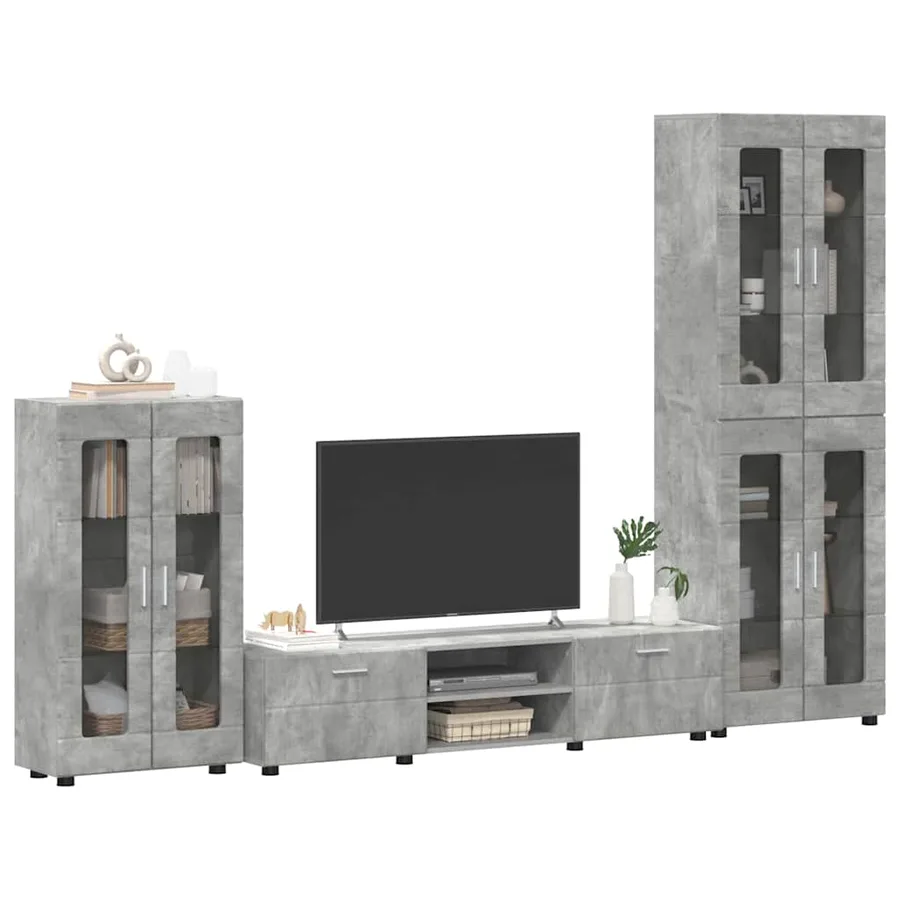 Ensemble meuble TV FLORIN 3 pcs Gris béton Bois d'ingénierie - 3