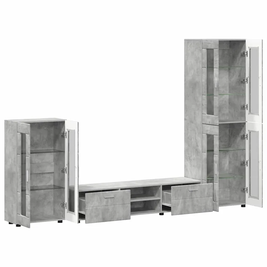Ensemble meuble TV FLORIN 3 pcs Gris béton Bois d'ingénierie - 5
