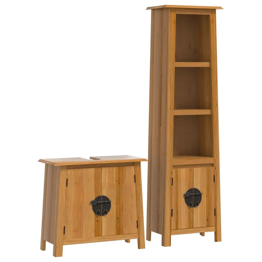 Ensemble de meubles de salle de bain 2 pcs bois de pin massif - 2
