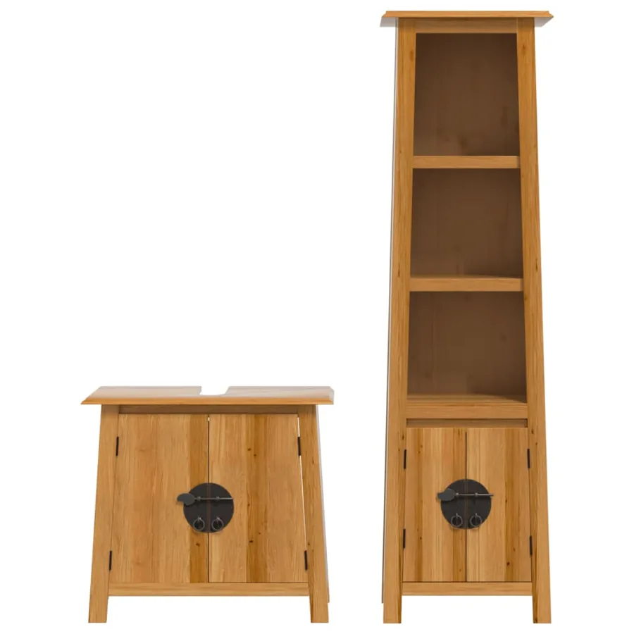 Ensemble de meubles de salle de bain 2 pcs bois de pin massif - 5