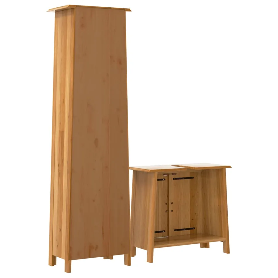 Ensemble de meubles de salle de bain 2 pcs bois de pin massif - 7