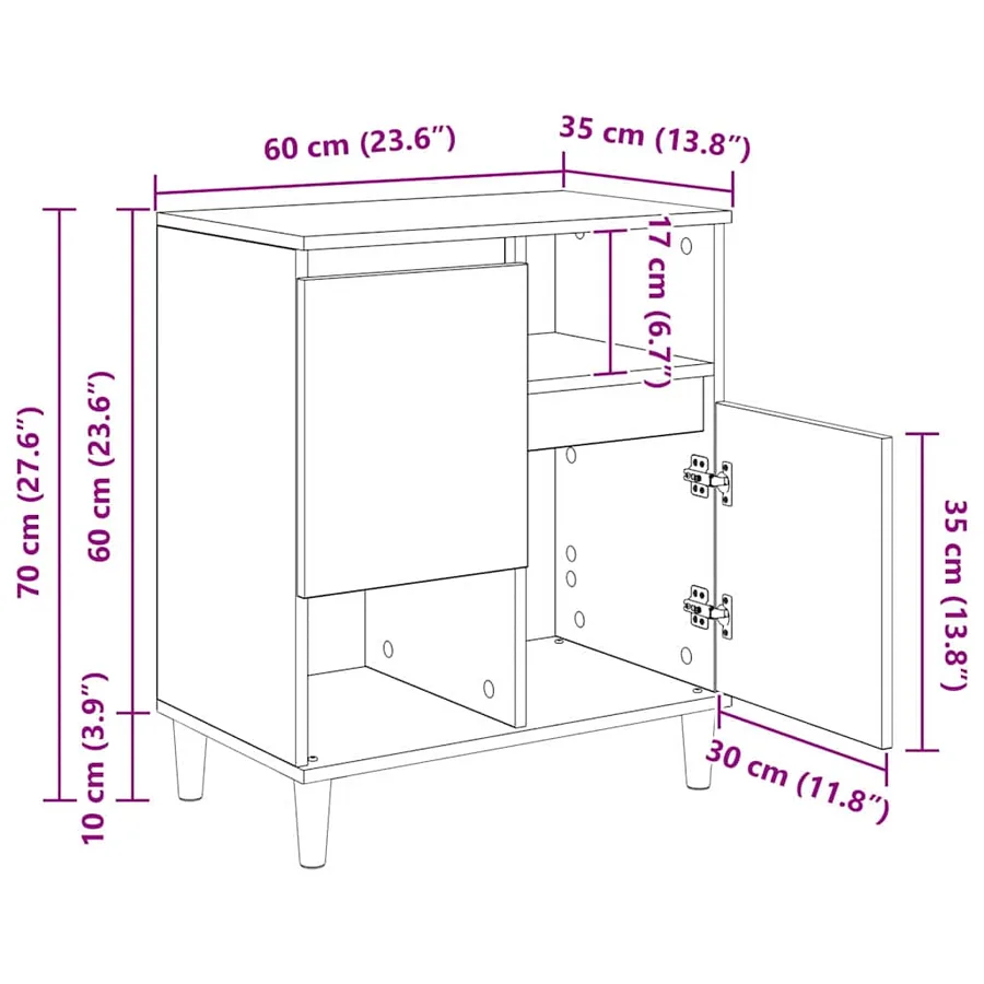 Buffets 3 pcs Chêne noir 60 x 35 x 70 cm Bois d'ingénierie - 12