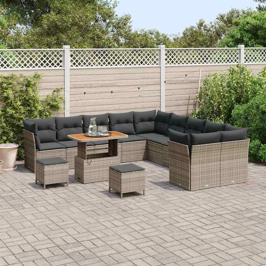 Ensemble de canapé de jardin avec coussin 13 pcs Gris - 3